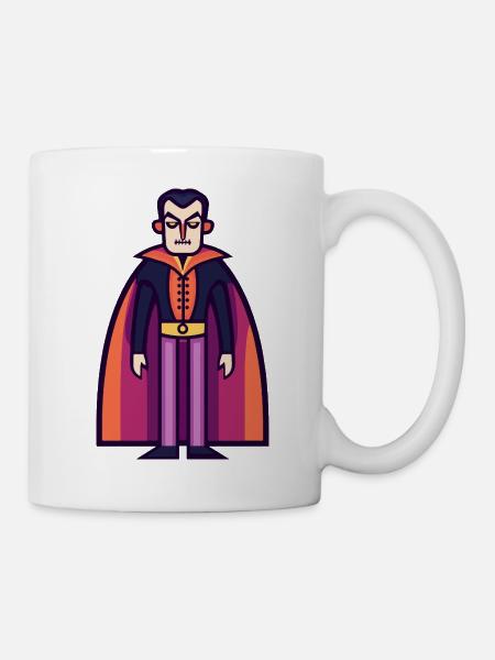 Vampir mit Umhang Halloween Symbol - Tasse - Weiß