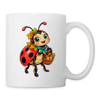 Herbstkäfer mit Kürbiskorb - Tasse - Weiß - Rechts