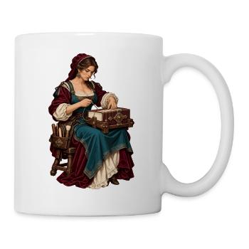 Renaissance-Näherin am Werk - Tasse - Weiß - Rechts