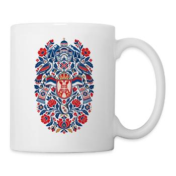 Serbien | Doppeladler & Volkskunst - Tasse - Weiß - Rechts