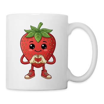 Süße Erdbeere Heldin mit Sneaker und Herz - Tasse - Weiß - Rechts