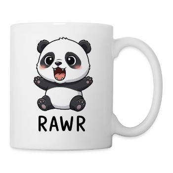 Süßer Panda Cartoon Brüllender Chibi - Tasse - Weiß - Rechts