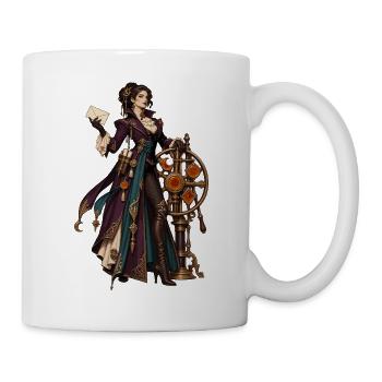 Steampunk Magierin im Uhrwerk-Design - Tasse - Weiß - Rechts