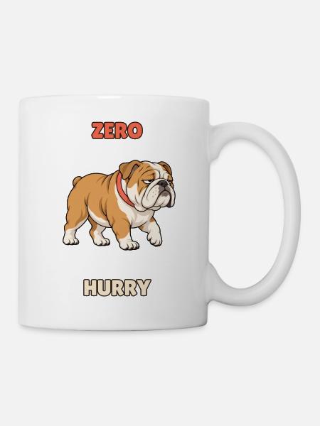 Zero Hurry – Fauler Bulldoggen-Humor - Tasse - Weiß