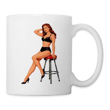 Vintage Rockabilly Pin-up: Rothaarige Schönheit - Tasse - Weiß - Rechts