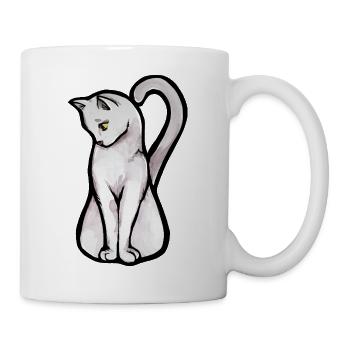 Mondbeschienenes weißes Katzen-Aquarell - Tasse - Weiß - Rechts