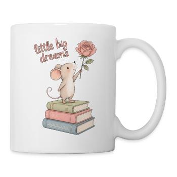 Süße Maus mit Büchern - Tasse - Weiß - Rechts