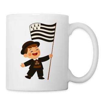 Glücklicher bretonischer Junge mit der Flagge der Bretagne - Tasse - Weiß - Rechts