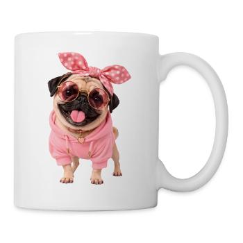 Mops Hund süßer Mops niedlicher Mops - Tasse - Weiß - Rechts