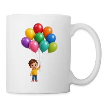 Glückliches Kind mit Regenbogenballons - Tasse - Weiß - Rechts