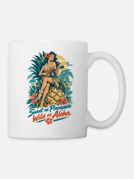 Hula Girl & Ananas – Sweet & Wild Hawaii - Tasse - Weiß