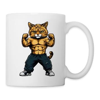 Katzen Fitness / Trainer Katze - Tasse - Weiß - Rechts