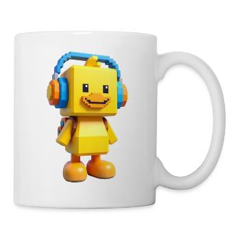 Voxelente mit Kopfhörern - Tasse - Weiß - Rechts