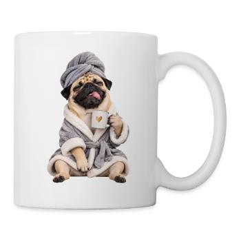 Mops Hund süßer Mops niedlicher Mops - Tasse - Weiß - Rechts