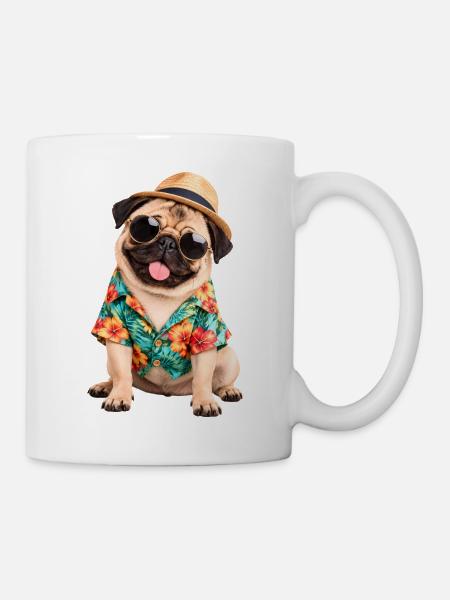 Mops Hund süßer Mops niedlicher Mops - Tasse - Weiß