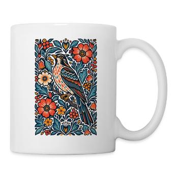 Gotische Whimsigoth-Raben-Krähe-Blumenvogelkunst - Tasse - Weiß - Rechts