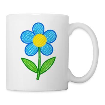 Niedliche Blume – Handgezeichnetes Blumendesign - Tasse - Weiß - Rechts
