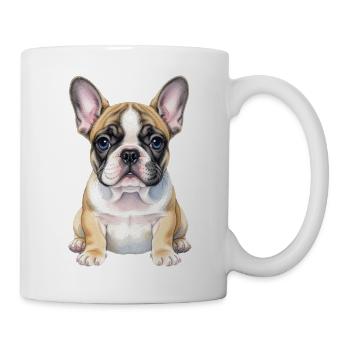 Französische Bulldogge Welpe Hundeshirt Geschenk - Tasse - Weiß - Rechts