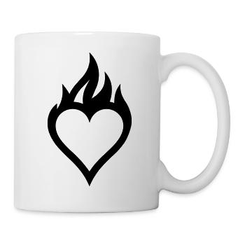 flammendes Herz - Tasse - Weiß - Rechts