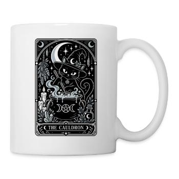 Katzenhexe am Kessel: Mondmagie - Tasse - Weiß - Rechts