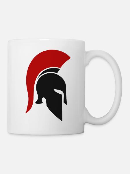 Spartanischer Rotplume Helm - Tasse - Weiß
