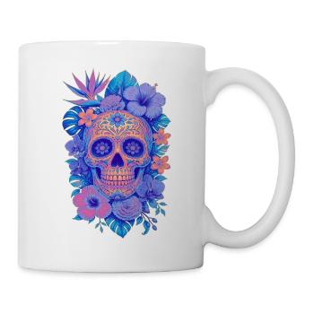 Halloween Sugar Skull Sugarskull blau - Tasse - Weiß - Rechts