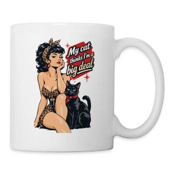 Rockabella mit schwarzer Katze im Retro Stil - Tasse - Weiß - Rechts