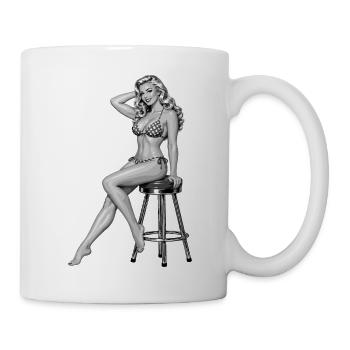 Klassisches Pin-up: Blonde Retro-Schönheit - Tasse - Weiß - Rechts