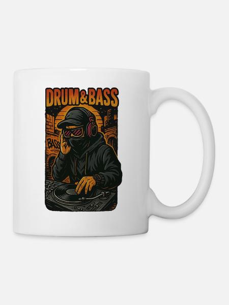 Schlagzeug und Bass - Tasse - Weiß