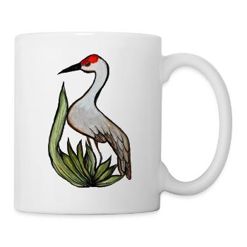 Kranich in Aquarell Pflanzenlandschaft - Tasse - Weiß - Rechts