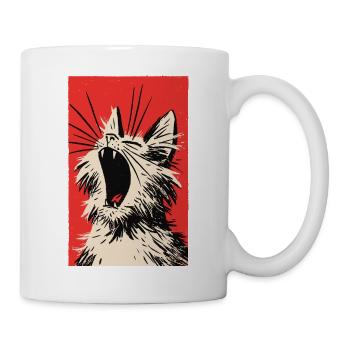 müdes Kätzchen - Tasse - Weiß - Rechts