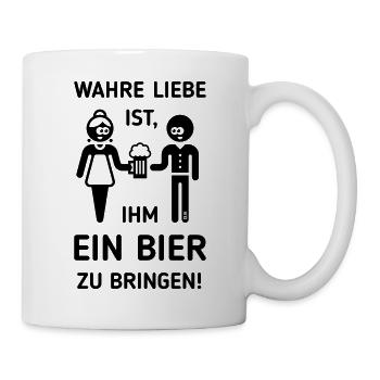 Wahre Liebe Ist, Ihm Ein Bier Zu Bringen! (1C) - Tasse - Weiß - Rechts