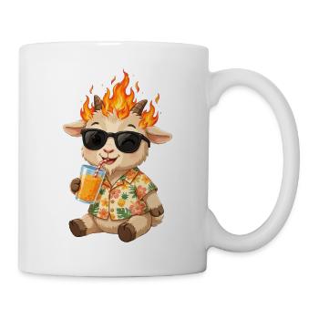 Coole Feuer Ziege Sommer - Ziege mit Sonnenbrille  - Tasse - Weiß - Rechts