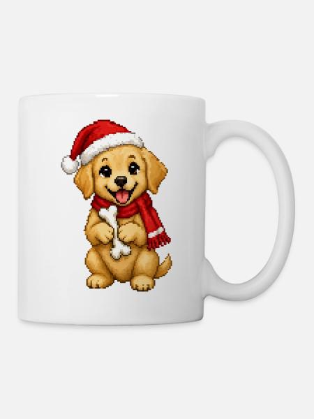 Golden Retriever Welpe Weihnachtsmütze Weihnachten - Tasse - Weiß