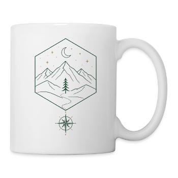 Nachtgebirge und Kompass - Tasse - Weiß - Rechts