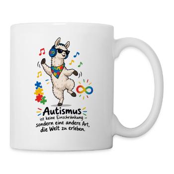 Lama mit Puzzle-Power Autismus - Tasse - Weiß - Rechts