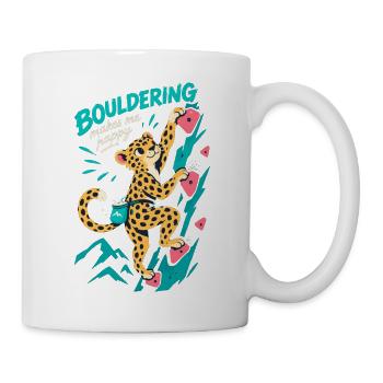 Bouldering Makes Me Happy Leopard Bouldern - Tasse - Weiß - Rechts