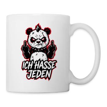 Ich hasse jeden – Frecher Panda mit Mittelfinger - Tasse - Weiß - Rechts