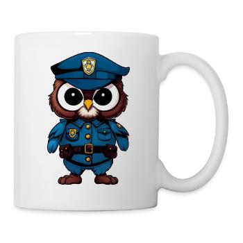 Eulen Polizist / Polizei Vogel - Tasse - Weiß - Rechts