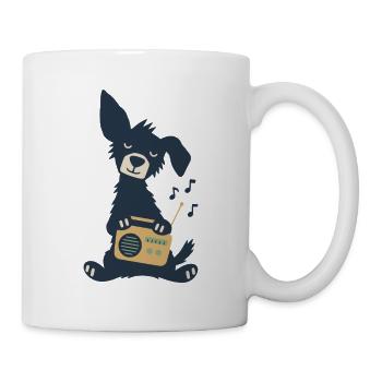 Süßer Hund mit Radio - Tasse - Weiß - Rechts