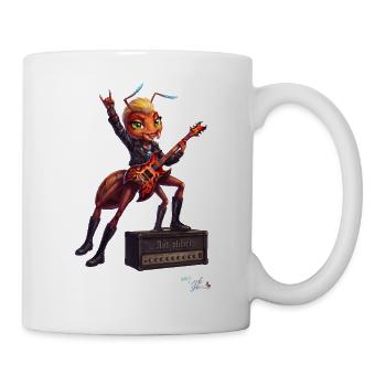MALÚ die E-Gitarren Ameise | Geschenk für Rocker - Tasse - Weiß - Rechts