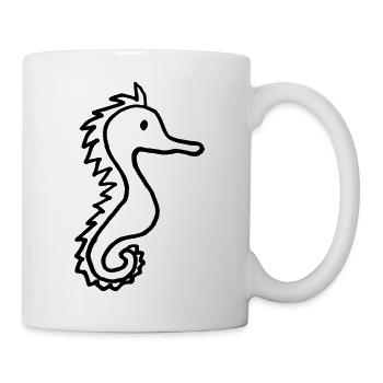  Lustiges Seepferdchen Line Art Geschenk - Tasse - Weiß - Rechts