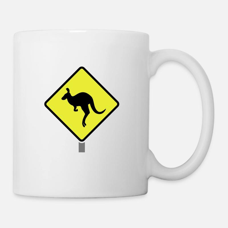 Kangourou signe de rue cadeau australie - Mug blanc - blanc
