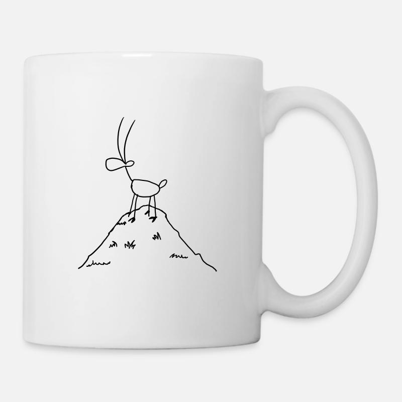 Steinbock auf Berg schwarz - Tasse - Weiß