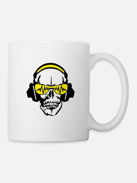 egaliseur casques dj crane tete mort 5 - Mug blanc - blanc