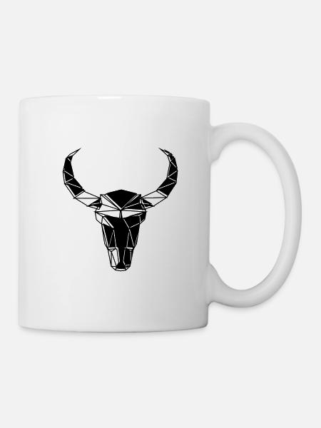 Black buffalo skull line drawn - Mug - white