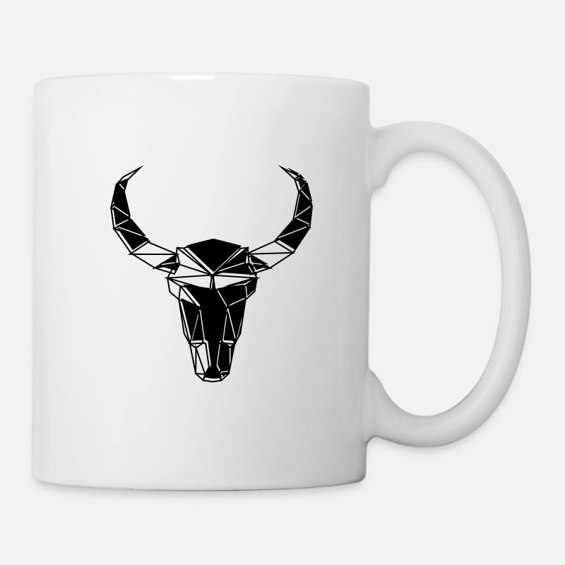 Ligne de crâne de buffle noir dessinée - Mug blanc - blanc