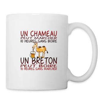 alcool humour breton chameau boire marcher 10 heur - Mug blanc - blanc - Droite