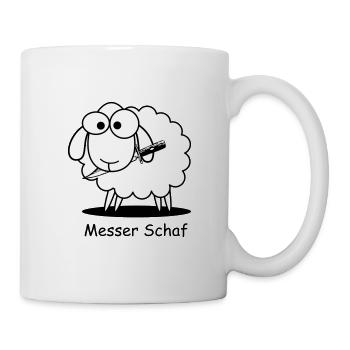 Messer Schaf Geschenk Geburtstag - Tasse - Weiß - Rechts