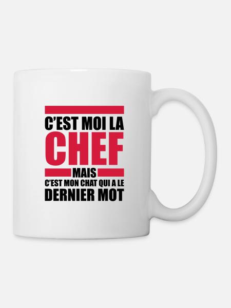 c'est moi le chef mon chat le dernier mot - Mug blanc - blanc